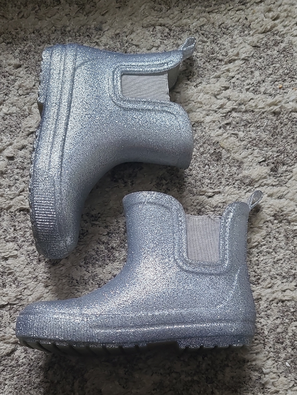 2 for $35 - baby GAP Girls size 9T/10T Silver Glitter Rain Boots - 1 Pair
